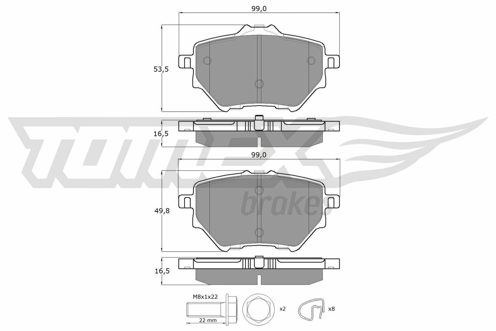 Sada brzdových destiček, kotoučová brzda TOMEX Brakes